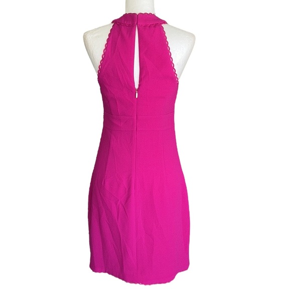 Trina Turk Rafter Hot Fuchsia Pink Scalloped Cutout Halter Mini Dress - 2 - Picture 9 of 15